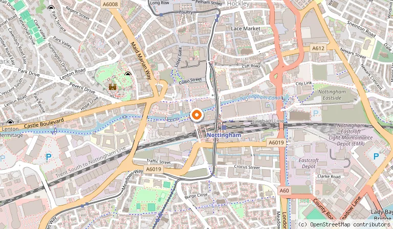Map showing the location of 200 Degrees Coffee Shop in Nottingham