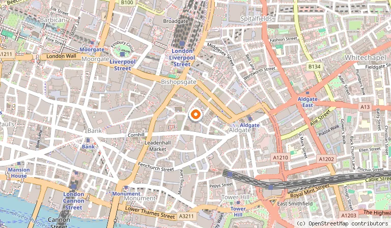 Map showing the location of 30 St Mary Axe (The Gherkin) in London