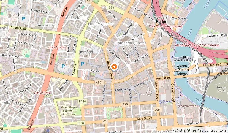 Map showing the location of 3Cs Social Club in Belfast