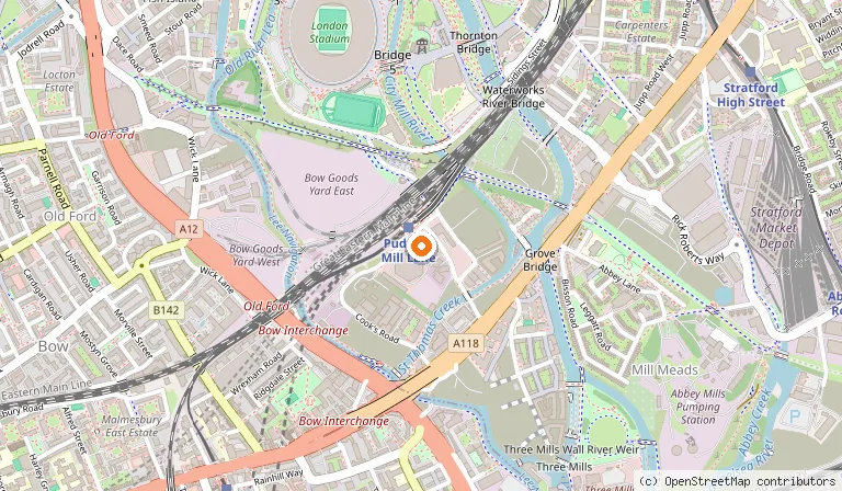 Map showing the location of ABBA Arena in London
