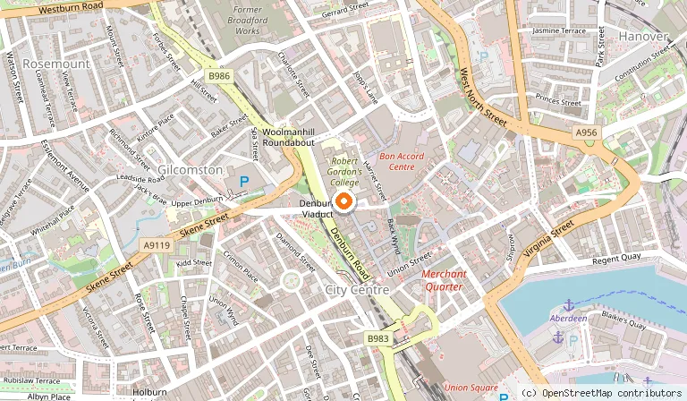 Map showing the location of Aberdeen Art Gallery in Aberdeen