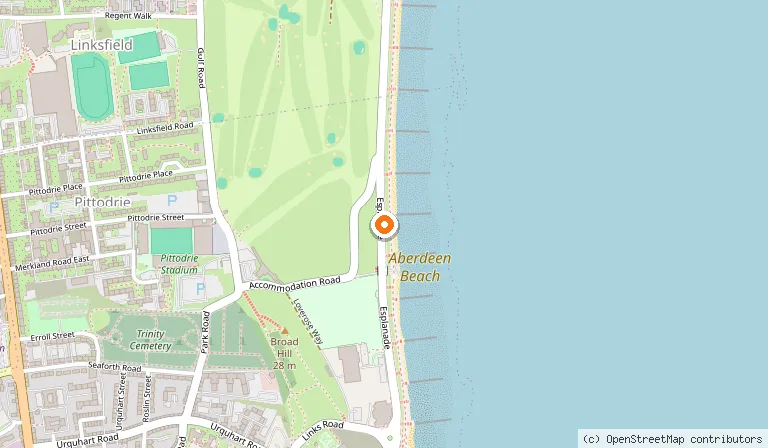 Map showing the location of Aberdeen beach in Aberdeen