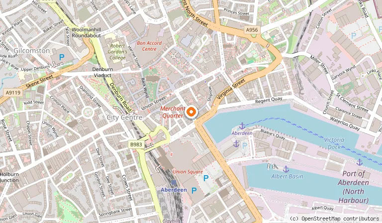 Map showing the location of Aberdeen Douglas Hotel in Aberdeen