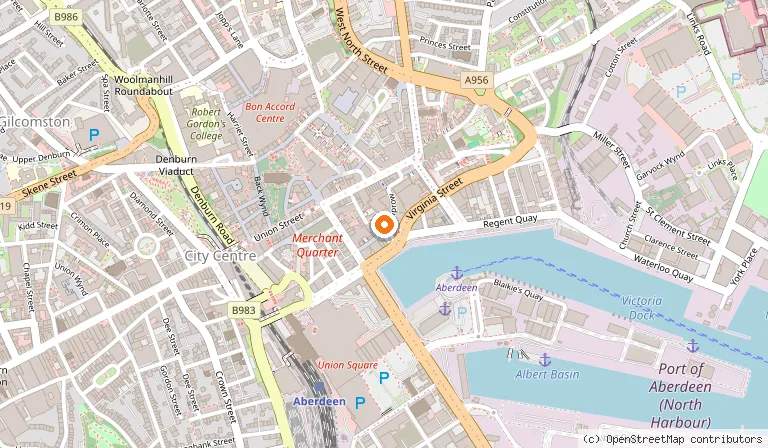 Map showing the location of Aberdeen Maritime Museum in Aberdeen