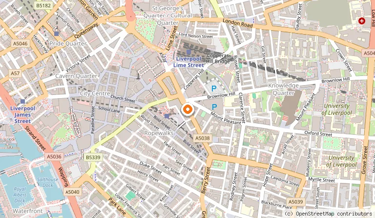 Map showing the location of Adelphi Hotel in Liverpool