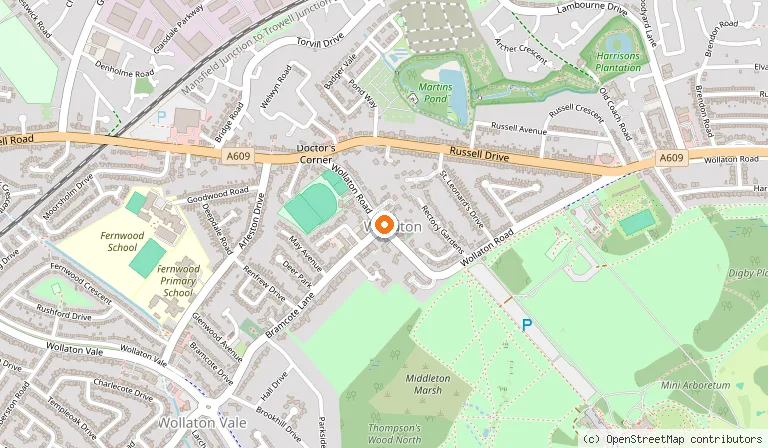 Map showing the location of Admiral Rodney in Nottingham