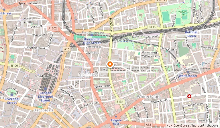 Map showing the location of Aladin Indian Restaurant - Brick Lane's Award-Winning Curry House in London