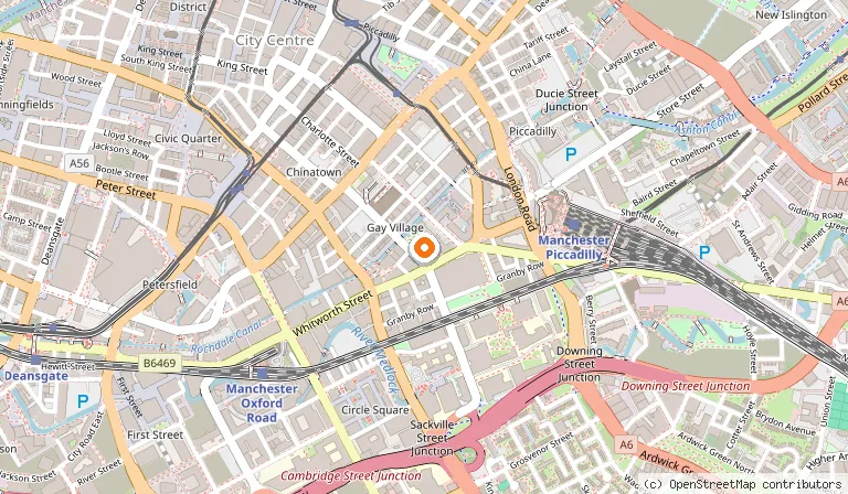 Map showing the location of Alan Turing Memorial in Manchester
