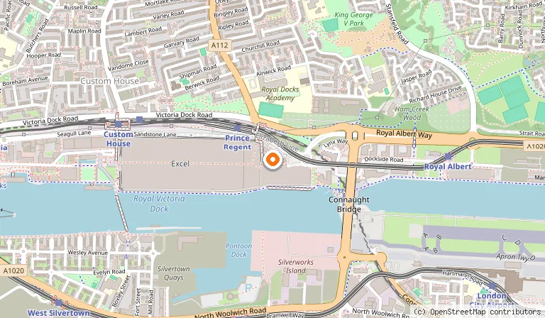Map showing the location of Aloft London Excel in London