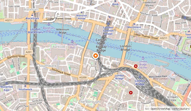 Map showing the location of Anchor Bankside in London