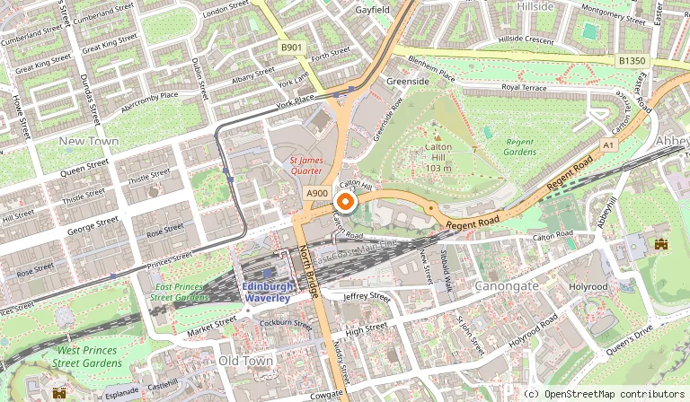 Map showing the location of Apex Waterloo Place Hotel in Edinburgh