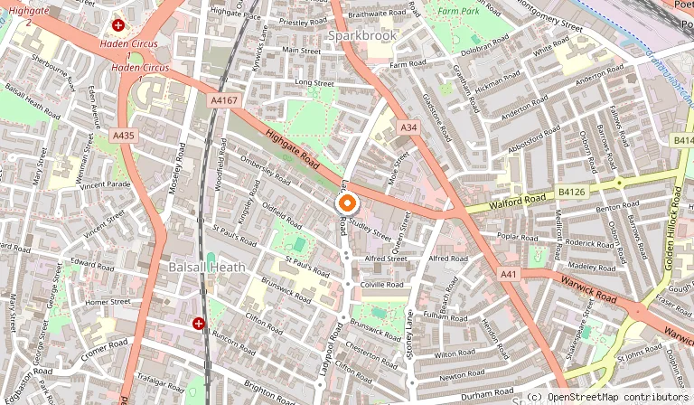 Map showing the location of Apna Lahore in Birmingham