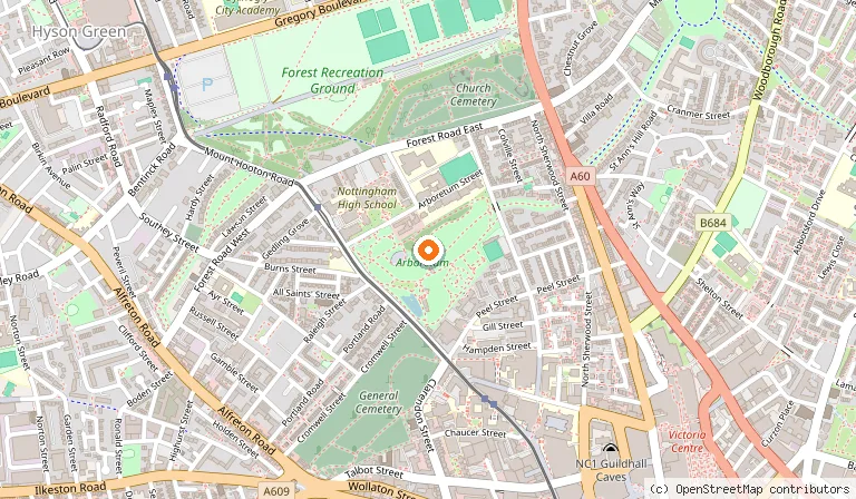 Map showing the location of Arboretum in Nottingham