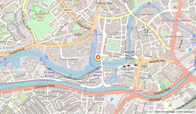 Map showing the location of Arnolfini Arts in Bristol
