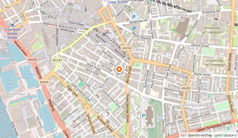 Map showing the location of Arthouse Hotel in Liverpool