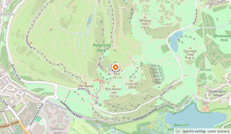 Map showing the location of Arthur's Seat in Edinburgh