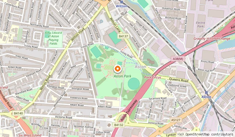 Map showing the location of Aston Hall in Birmingham