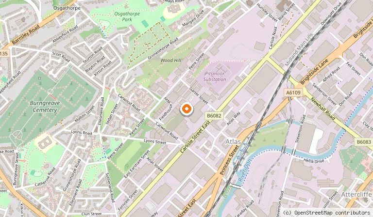Map showing the location of Awesome Walls, Sheffield in Sheffield