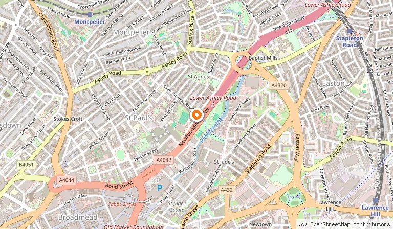 Map showing the location of Baba Ganoush Kitchen - Jerusalem Falafel in Bristol