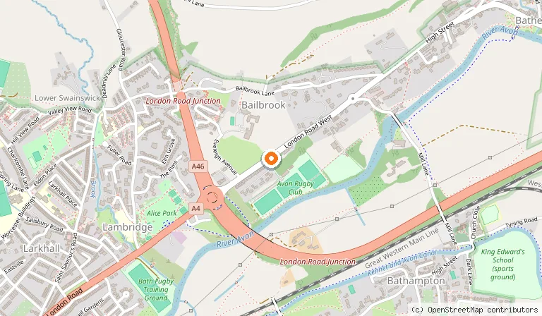Map showing the location of Bailbrook House in Bath