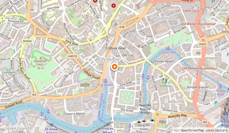 Map showing the location of Bella Italia - Bristol Baldwin Street in Bristol