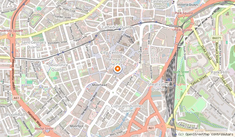 Map showing the location of Bella Italia - Sheffield St Paul's in Sheffield