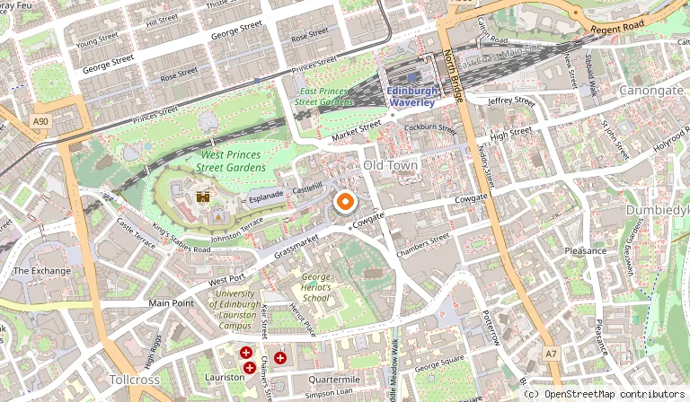 Map showing the location of Bertie's Proper Fish & Chips in Edinburgh