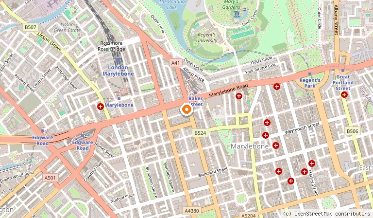 Map showing the location of Bill's Baker Street Restaurant in London