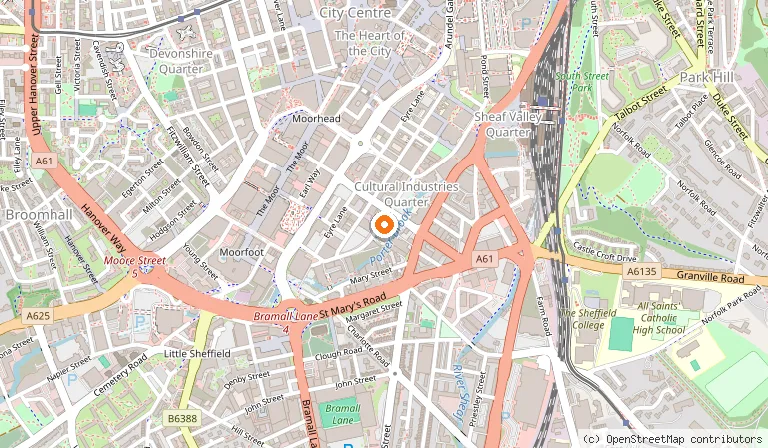 Map showing the location of Birdhouse Tea Bar & Kitchen in Sheffield