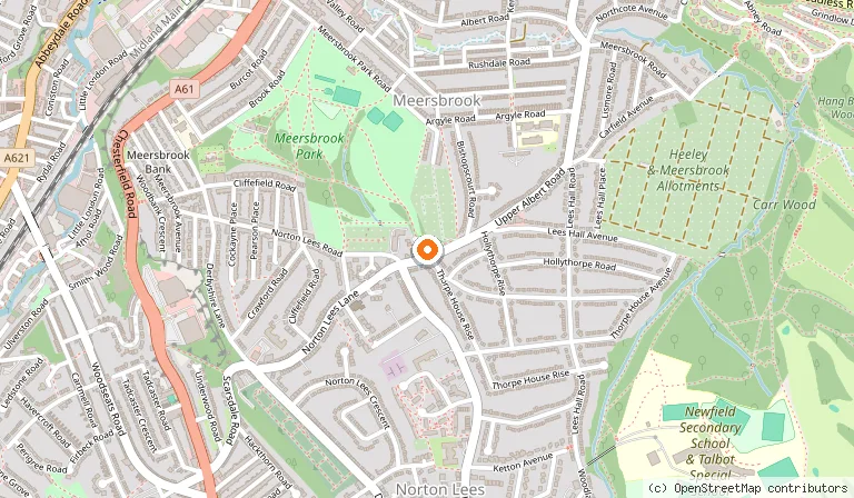 Map showing the location of Bishops' House in Sheffield