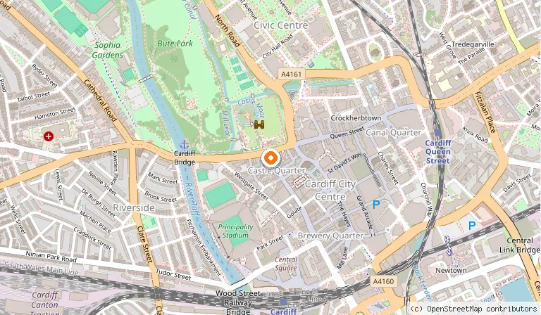 Map showing the location of Blue Bell in Cardiff