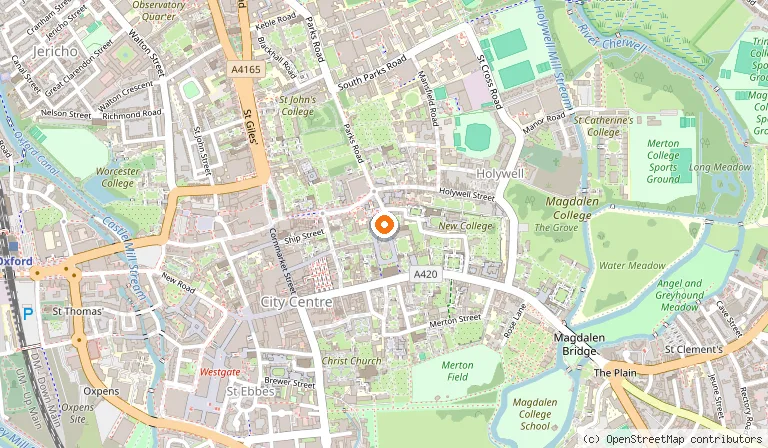 Map showing the location of Bodleian Library in Oxford