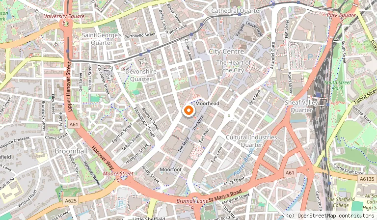 Map showing the location of Boom Battle Bar Sheffield in Sheffield