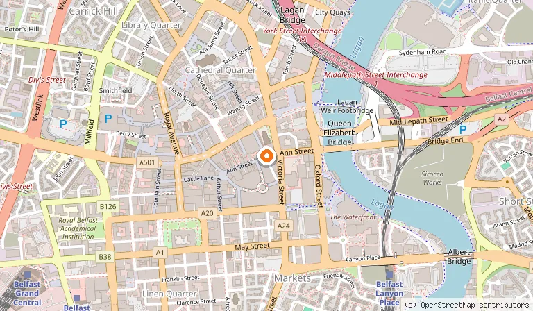 Map showing the location of Bootleggers in Belfast