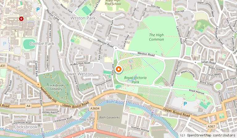 Map showing the location of Botanical Gardens in Bath