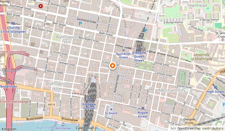 Map showing the location of Bread Meats Bread St Vincent street in Glasgow