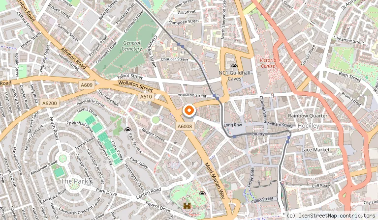 Map showing the location of Break Escape Nottingham | Upper Parliament Street in Nottingham