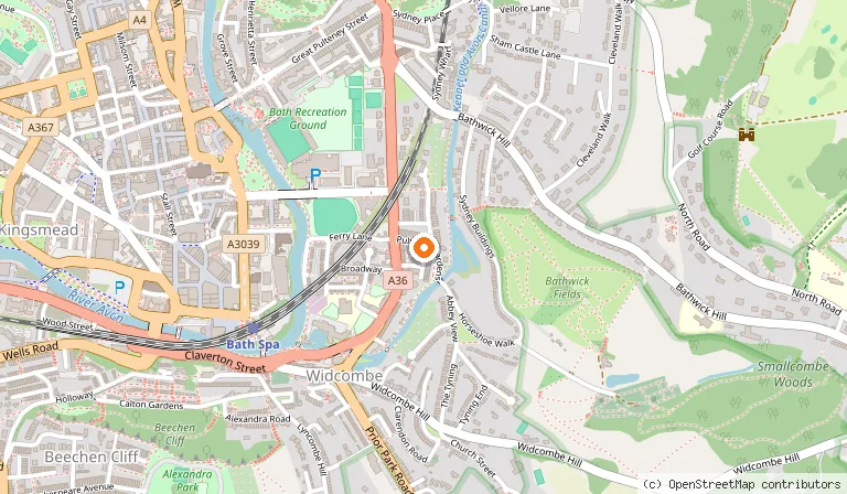 Map showing the location of Brindleys in Bath