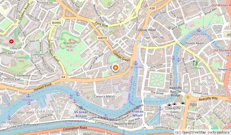 Map showing the location of Bristol Cathedral in Bristol