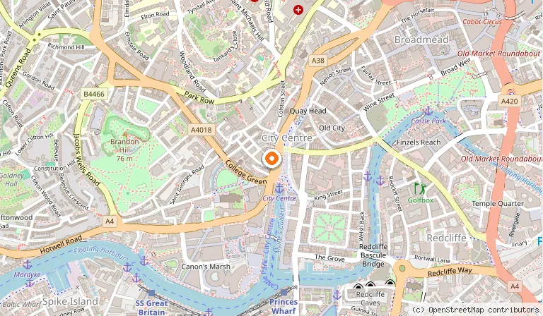 Map showing the location of Bristol Hippodrome in Bristol