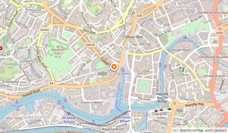 Map showing the location of Bristol Marriott Royal Hotel in Bristol