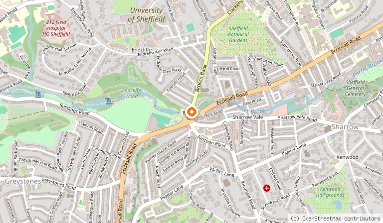 Map showing the location of Brocco on the Park in Sheffield