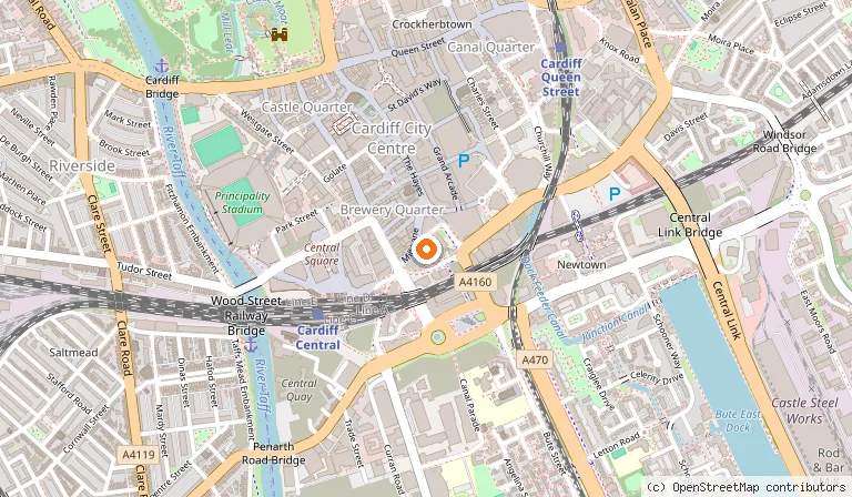 Map showing the location of Browns Cardiff in Cardiff