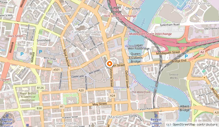 Map showing the location of Bullitt Hotel in Belfast