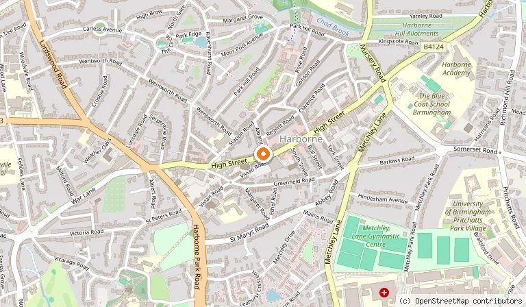 Map showing the location of Buonissimo Restaurant in Birmingham