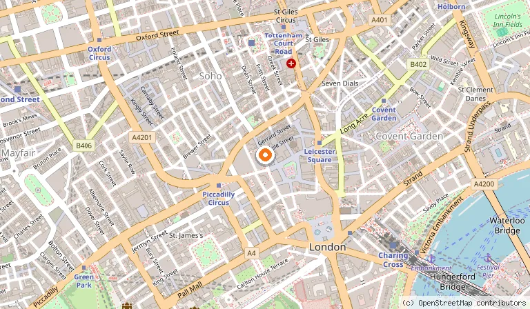 Map showing the location of Burger & Lobster Leicester Square in London