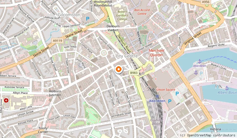 Map showing the location of Café Bohème in Aberdeen