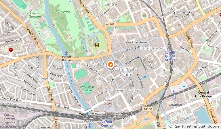 Map showing the location of Cafe Citta in Cardiff