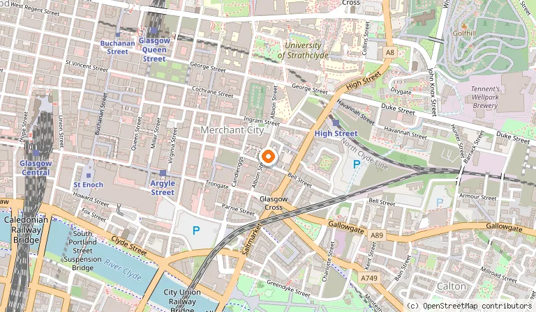 Map showing the location of Cafe Gandolfi in Glasgow