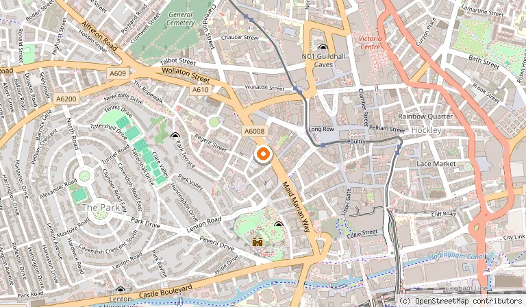 Map showing the location of Calcutta Club in Nottingham